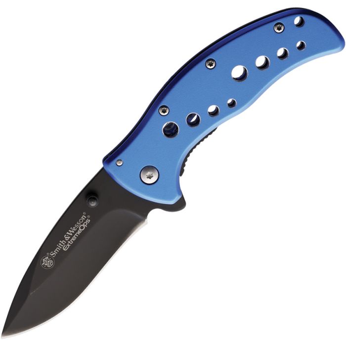 Smith & Wesson Extreme Ops Linerlock Assisted Opening 3"Black  Blade Stainless Steel Blue Handle