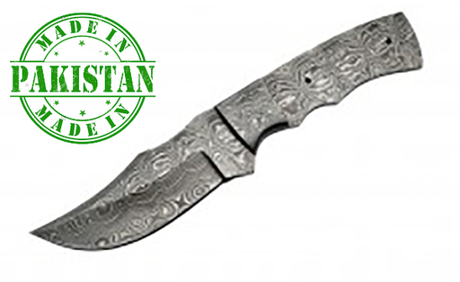 Economy - 8" Bowie FULL TANG DAMASCUS BLADE BLANK w/Bolster and Finger Groove Handle - WoodWorld of Texas