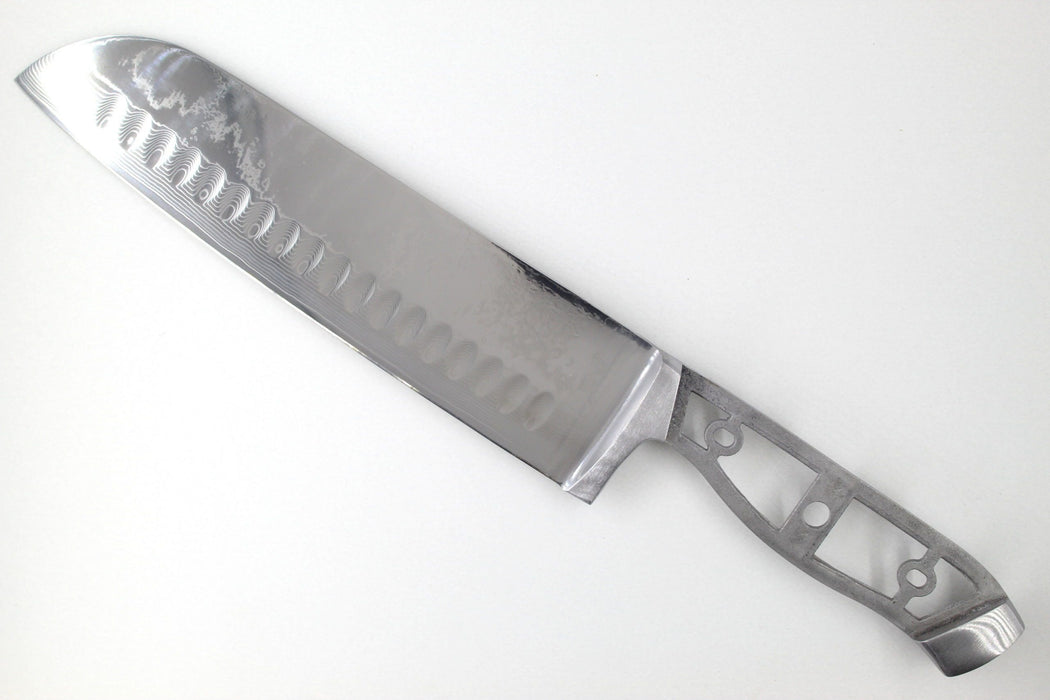 * VG10 Wave Pattern - Santoku Chef Knife Blank - 13.5" OAL - 8" Cut - VG10 Damascuss