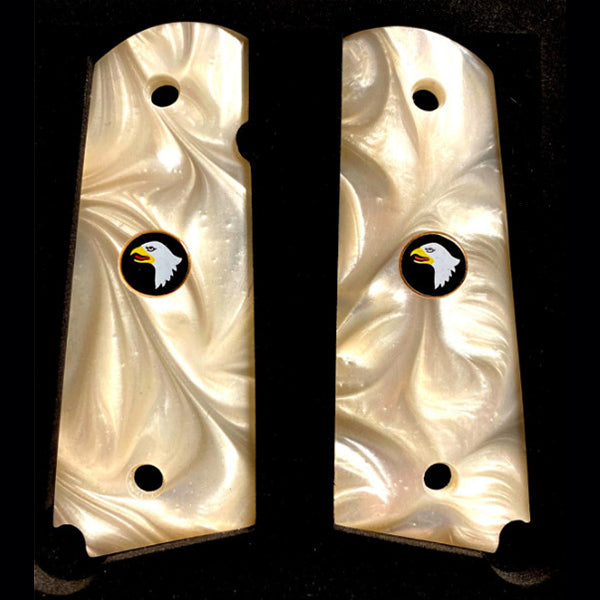 1911 Full Size Acrylic Faux Pearl Grips w/ Screaming Eagle Medallion