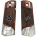 1911 Full Size Checkered Rosewood Grips Pearl Accent w/ Colt Black Medallion - WoodWorld of Texas