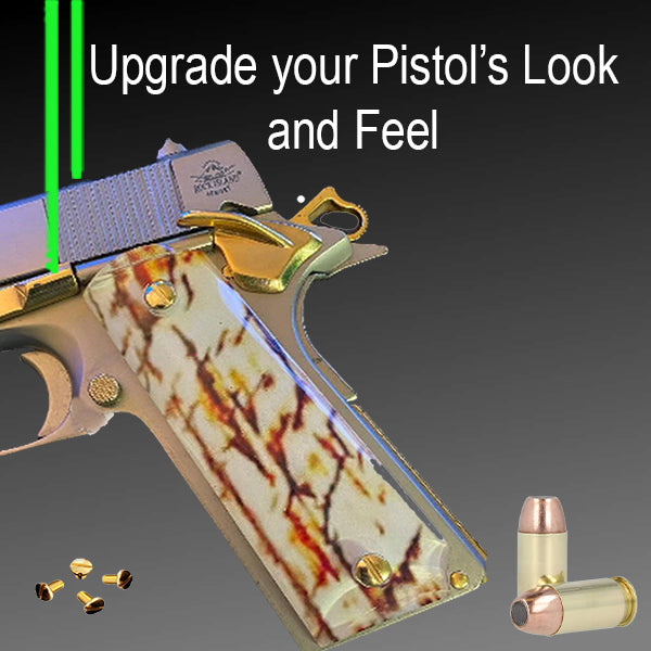 1911 Full Size HD / UV Image Grips - Mammoth Tusk - Printed over ABS - WoodWorld of Texas