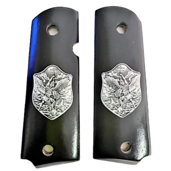 1911 Full Size Grips - UV / HD Image Printed Over Wood - Archangel St Michael Shield - WoodWorld of Texas