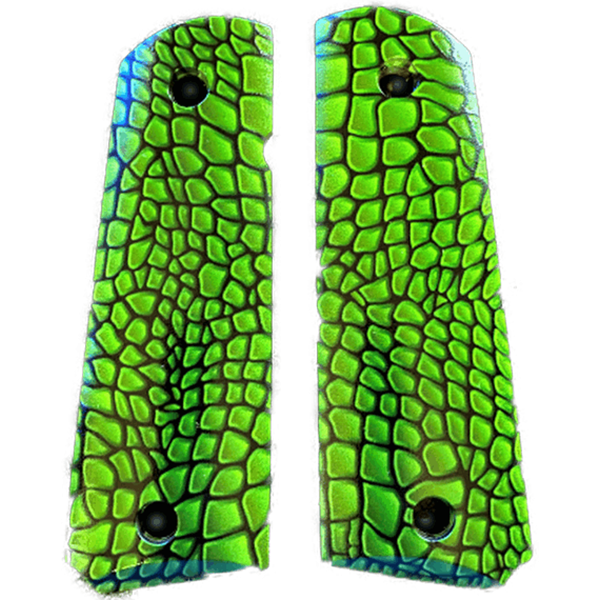 1911 Full Size Grips - UV / HD Image Printed Over Wood - Green Dragon - WoodWorld of Texas