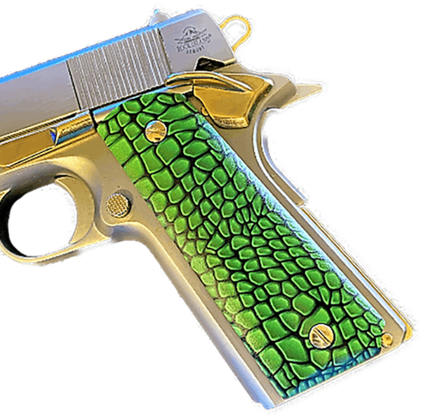 1911 Full Size Grips - UV / HD Image Printed Over Wood - Green Dragon - WoodWorld of Texas