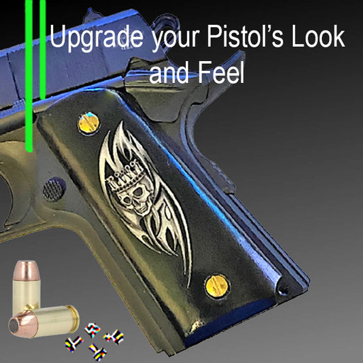 1911 Officer / Compact Size UV/HD image printed over wood - King Skull - WoodWorld of Texas