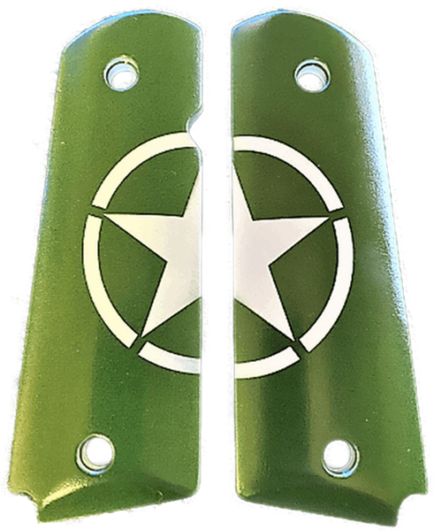 1911 Full Size Grips - UV / HD Image Printed Over Acrylic - Green Jeep Star - WoodWorld of Texas