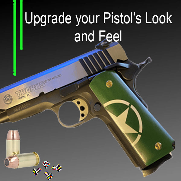1911 Full Size Grips - UV / HD Image Printed Over Acrylic - Green Jeep Star - WoodWorld of Texas