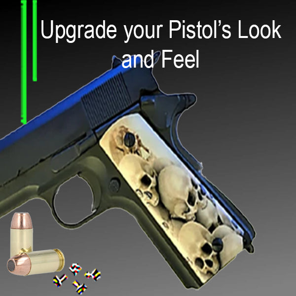 1911 Full Size Grips - UV / HD Image Printed Over Wood - Skulls - WoodWorld of Texas
