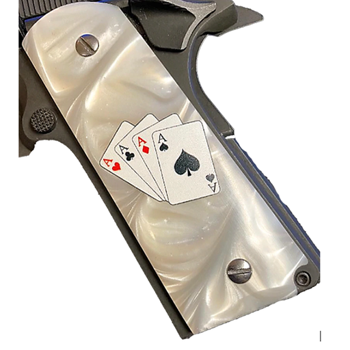 1911 Full Size Acrylic Faux Pearl Grips w/ 4 Aces Full Color - WoodWorld of Texas