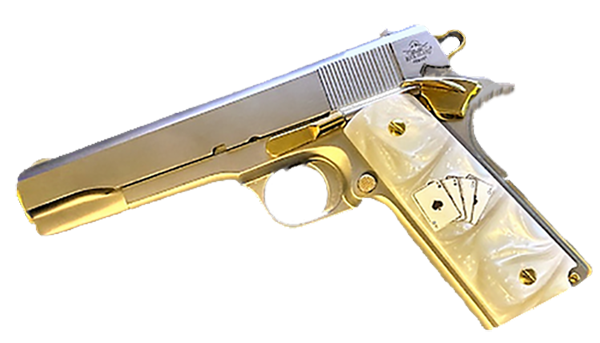 1911 Full Size Acrylic Faux Pearl Grips w/ 4 Aces Black & White