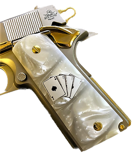 1911 Full Size Acrylic Faux Pearl Grips w/ 4 Aces Black & White
