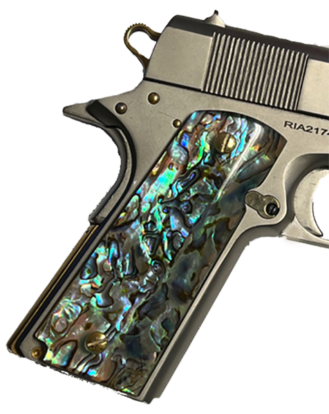 1911 Full Size Grips - UV / HD Image Printed Over Acrylic - Puau Abalone - WoodWorld of Texas