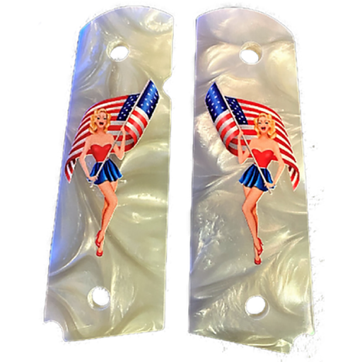 1911 Full Size Acrylic Faux Pearl Grips Latest Patriot HD/UV printed Image - WoodWorld of Texas