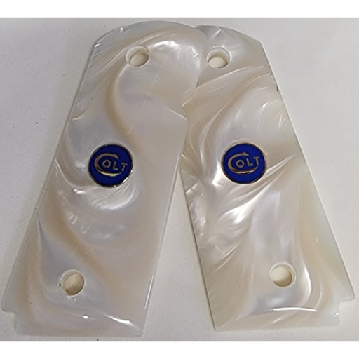 1911 Officer / Compact Acrylic Pearl w/ Colt Logo Blue Medallion - WoodWorld of Texas