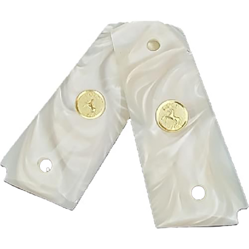 1911 Officer / Compact Acrylic Pearl w/ Colt Rampant Horse Gold Medallion - WoodWorld of Texas