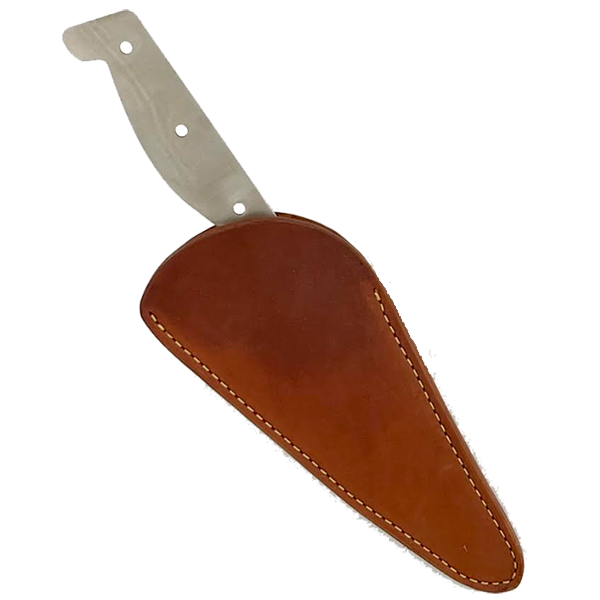 Custom Leather Knife Sheath Leather - SHWW10333 - 3.5" opening and a 8" length with Belt loop. Fits Rockin' & Ugly Chef Knife and other like sized Knives (Copy)