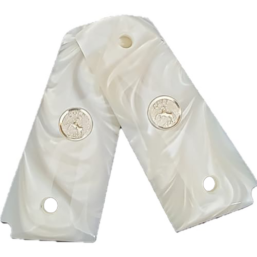 1911 Officer / Compact Acrylic Pearl w/ Colt Rampant Horse Silver Medallion - WoodWorld of Texas