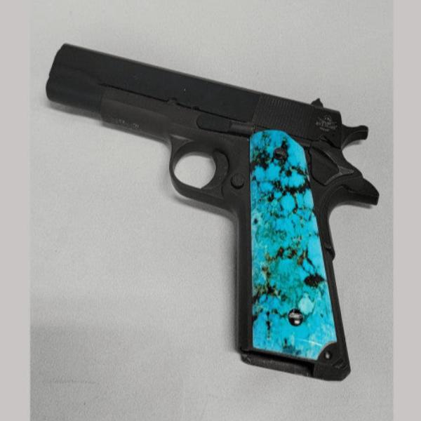 1911 Grips Colt Gov & Clones HD Picture of Turquoise UV printed on wood