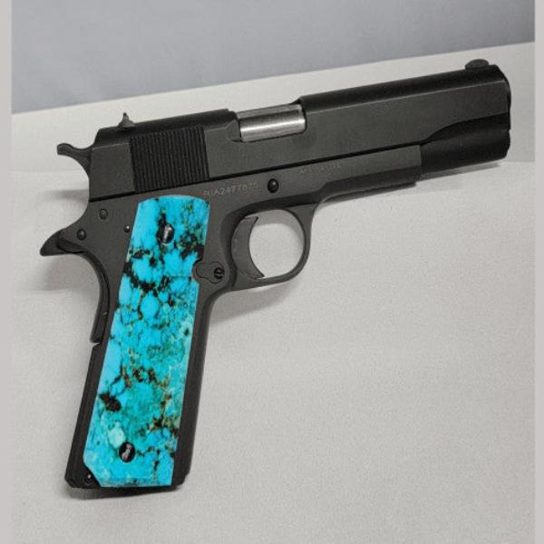 1911 Grips Colt Gov & Clones HD Picture of Turquoise UV printed on wood