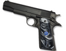 1911 Officer / Compact Size Acrylic Faux Black Pearl with Colt Logo Blue Medallion - WoodWorld of Texas