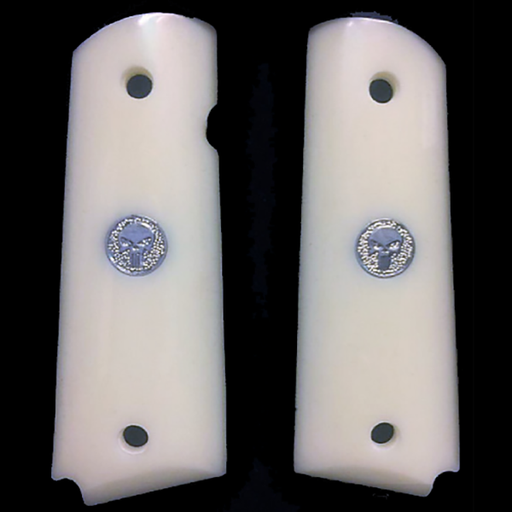 1911 Full Size Acrylic Faux Ivory Grips w/ Punisher Silver Medallion - WoodWorld of Texas