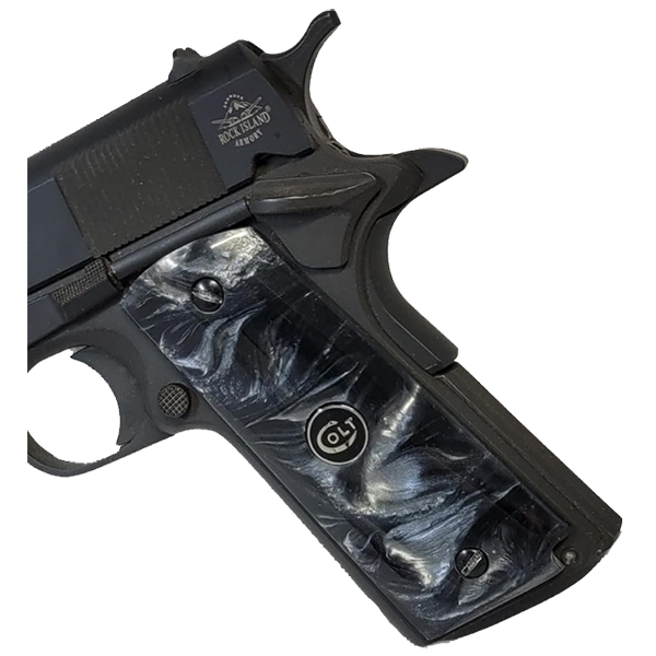1911 Full Size Acrylic Faux Black Pearl with Colt Logo Black Medallion - WoodWorld of Texas