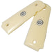 1911 Full Size Acrylic Faux Ivory Grips w/ Colt Logo White Medallion - WoodWorld of Texas