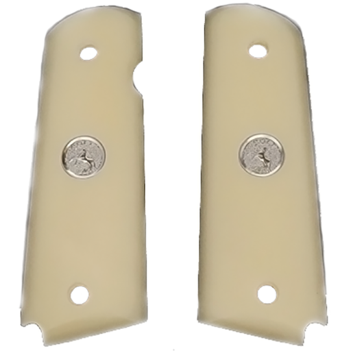 1911 Full Size Acrylic Faux Ivory Grips w/ Colt Rampant Horse Logo Medallion - WoodWorld of Texas