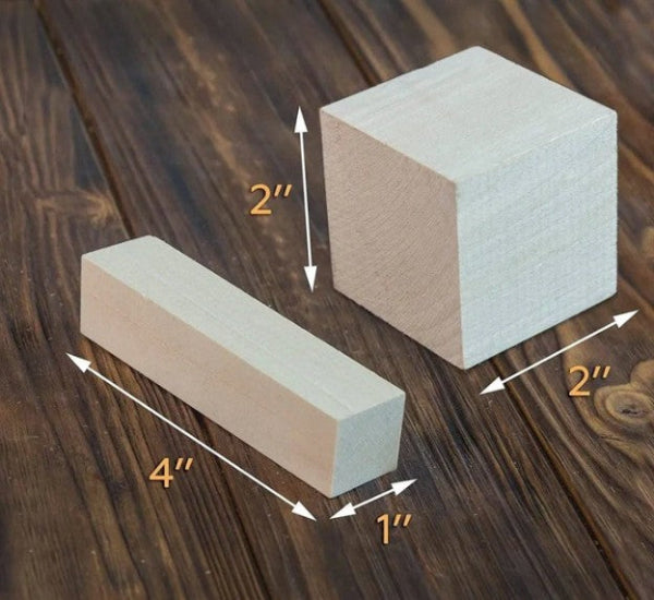 Basswood carving block set of 6 - 2x2x2 (2) & 4x1x1 (4)