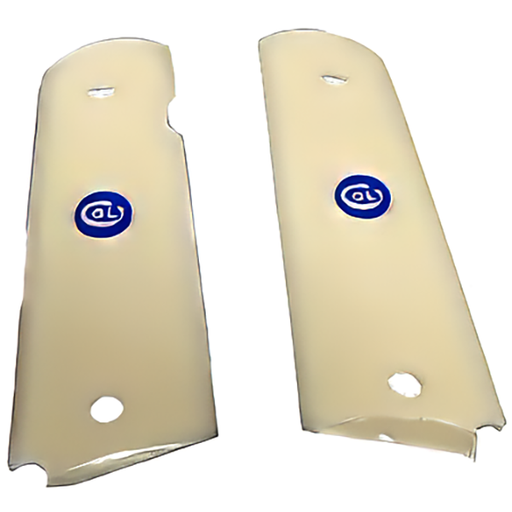 1911 Full Size Acrylic Faux Ivory Grips w/ Colt Logo Blue Medallion - WoodWorld of Texas