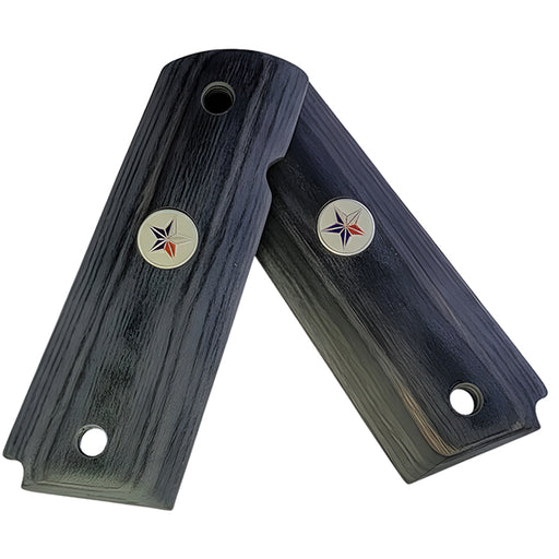 Black Rosewood 1911 Full Size Grips Smooth Texas Star Medallion - WoodWorld of Texas