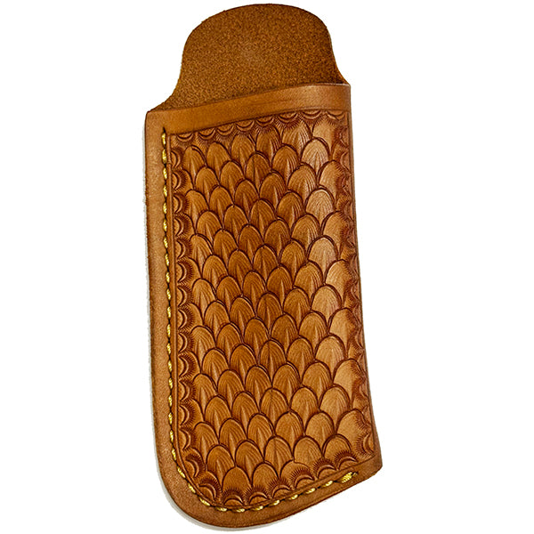 1911 - Single Magazine Single Stack Pouch/Case/Holder - Fish Scale Tooled - Belt Clip On - Tan -Made in Texas