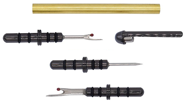 Seam Ripper with Large & Small Blade & Stiletto Blade  #330- Gun Metal - 3 Tips - Kit
