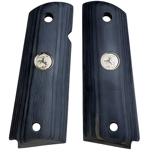 Black Rosewood 1911 Full Size Grips Colt Rampant Horse Silver Medallion - WoodWorld of Texas
