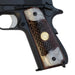 1911 Full Size Checkered Medium Rosewood Grips Pearl Accents with Colt Rampant Horse Gold Medallion - WoodWorld of Texas