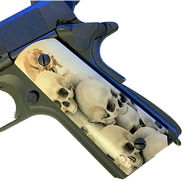1911 Full Size Grips - UV of HD Image - "Skulls" HD / UV Image Printed Over Wood - WoodWorld of Texas