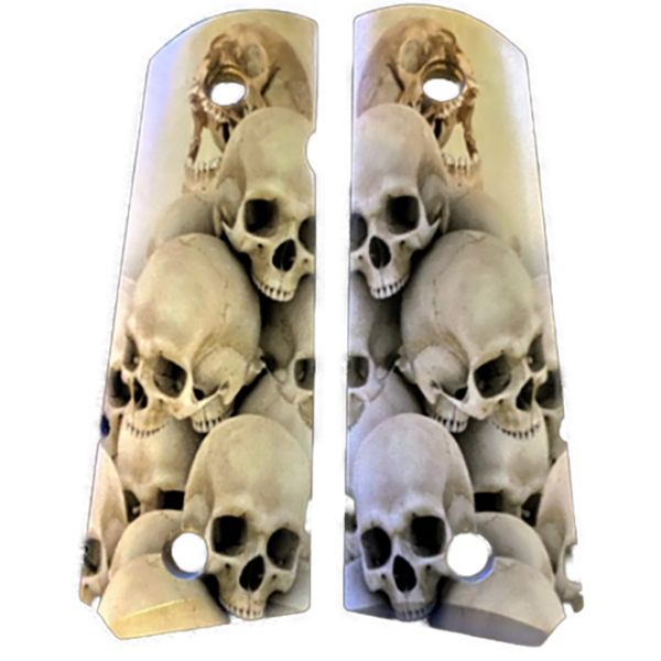 1911 Full Size Grips - UV of HD Image - "Skulls" HD / UV Image Printed Over Wood - WoodWorld of Texas