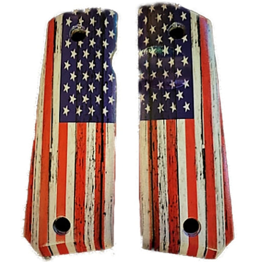 1911 Full Size Grips - UV of HD Image - "US Flag" HD / UV Image Printed Over Wood - WoodWorld of Texas