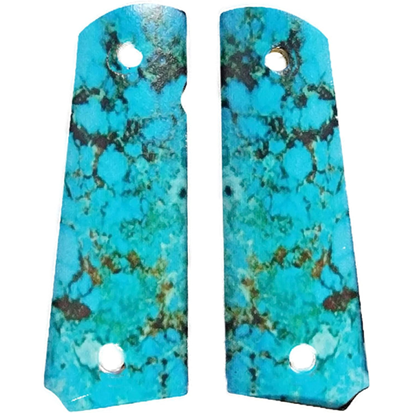 1911 Full Size Grips - UV of HD Image - "Turquoise" HD / UV Image Printed Over Wood - WoodWorld of Texas