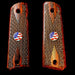 1911 Full Size Double Diamond Checkered Rosewood Grips w/ US Flag Medallion - WoodWorld of Texas