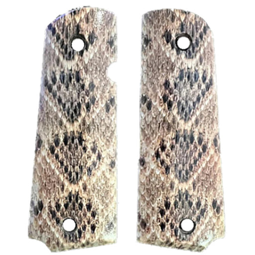 1911 Full Size Grips - UV of HD Image -  "Diamond Back Rattler" HD / UV Image Printed Over Wood - WoodWorld of Texas