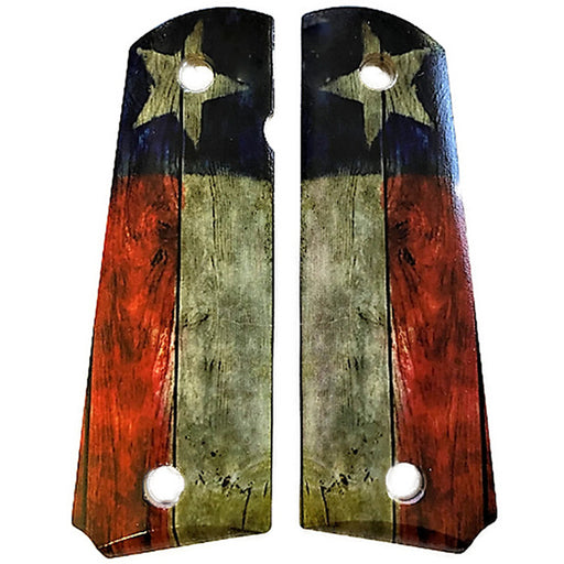 1911 Full Size Grips (Flag) Texas Flag UV printed over Wood - WoodWorld of Texas