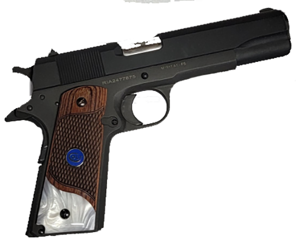 1911 Full Size Checkered Rosewood Grips Pearl Accent w/Blue Colt Blue Medallion - WoodWorld of Texas