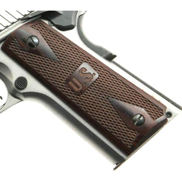 1911 Full Size Double Diamond Checkered Rosewood Grips w/ US embossed - WoodWorld of Texas