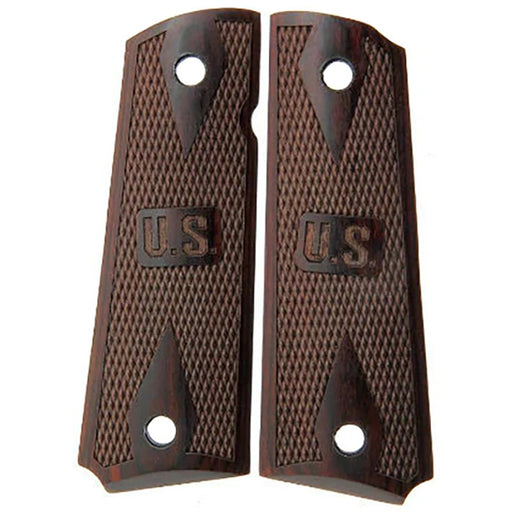 1911 Full Size Double Diamond Checkered Rosewood Grips w/ US embossed - WoodWorld of Texas
