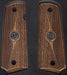 1911 Full Size Grips Unfinished Walnut Checkered and Stippled with Curved Detail and a Ruger Black Medallion - WoodWorld of Texas