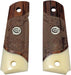 **1911 Full Size Checkered & Engraved Rosewood Grips w/ Acrylic Ivory Accent Colt Logo White Medallion - WoodWorld of Texas