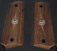 1911 Full Size Grips Unfinished Walnut Checkered and Stippled with Curved Detail and a Punisher Silver Medallion - WoodWorld of Texas