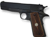 1911 Full Size Grips Unfinished Walnut Checkered and Stippled with Curved Detail and a Punisher Silver Medallion - WoodWorld of Texas